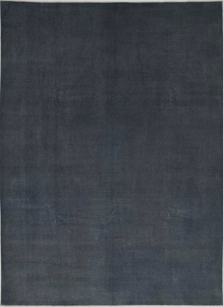 Transitional Hand Knotted Overdyed Haji Jalili Wool Rug of Size 8'9'' X 11'10'' in Charcoal and Charcoal Colors - Made in Afghanistan