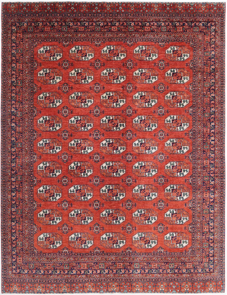 Tribal Hand Knotted Humna Humna Wool Rug of Size 9'0'' X 11'10'' in Red and Red Colors - Made in Afghanistan