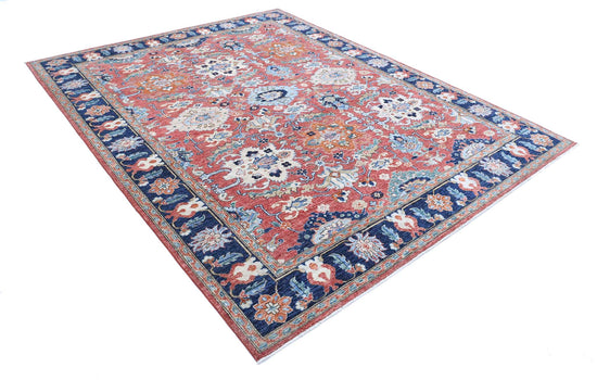 Tribal Hand Knotted Humna Humna Wool Rug of Size 7'10'' X 9'10'' in Red and Blue Colors - Made in Afghanistan