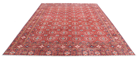 Tribal Hand Knotted Humna Humna Wool Rug of Size 8'11'' X 11'10'' in Red and Red Colors - Made in Afghanistan