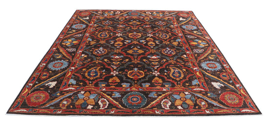 Tribal Hand Knotted Humna Humna Wool Rug of Size 8'1'' X 9'8'' in Brown and Brown Colors - Made in Afghanistan