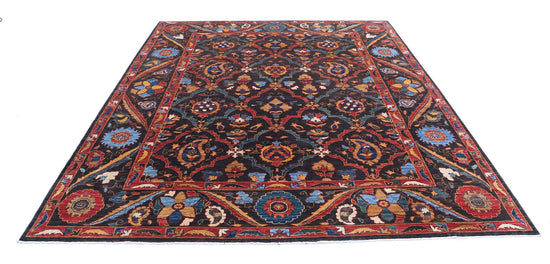 Tribal Hand Knotted Humna Humna Wool Rug of Size 8'2'' X 9'9'' in Brown and Rust Colors - Made in Afghanistan