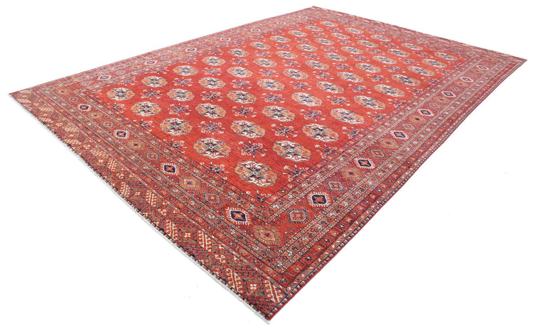 Tribal Hand Knotted Humna Humna Wool Rug of Size 9'10'' X 14'3'' in Red and Blue Colors - Made in Afghanistan