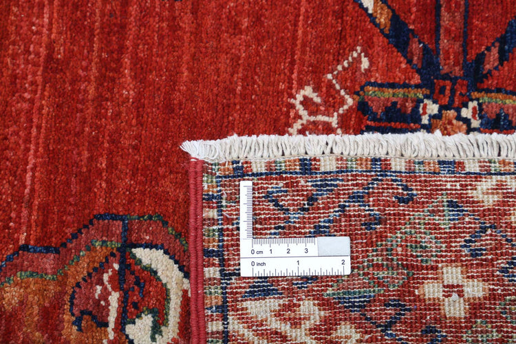 Tribal Hand Knotted Humna Humna Wool Rug of Size 9'10'' X 14'3'' in Red and Blue Colors - Made in Afghanistan