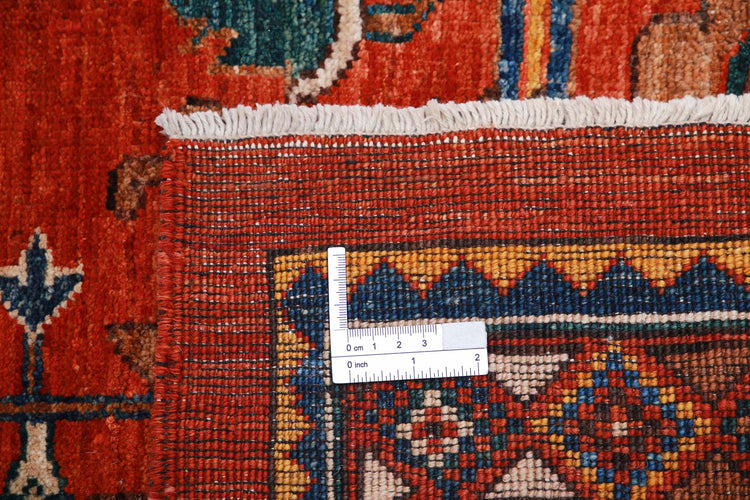 Tribal Hand Knotted Humna Humna Wool Rug of Size 13'1'' X 16'0'' in Red and Red Colors - Made in Afghanistan