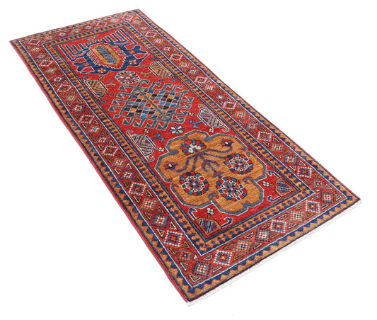 Tribal Hand Knotted Humna Humna Wool Rug of Size 2'8'' X 5'10'' in Red and Taupe Colors - Made in Afghanistan