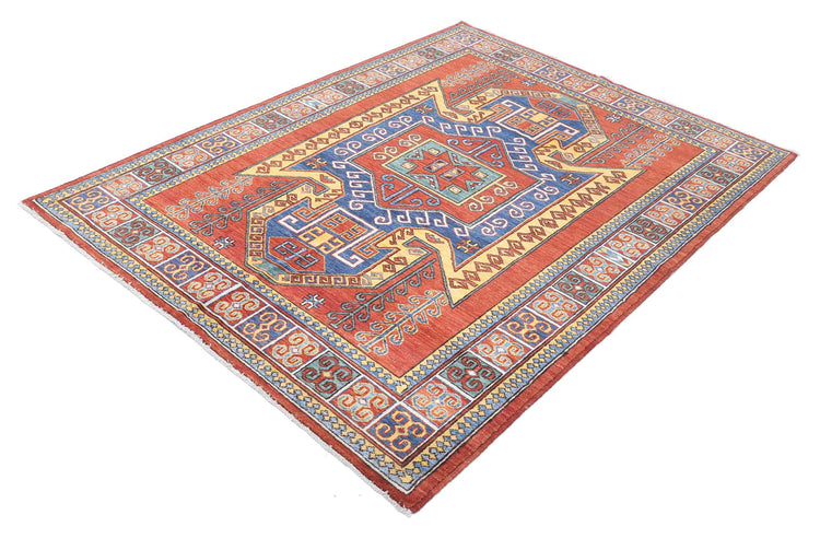 Tribal Hand Knotted Humna Humna Wool Rug of Size 4'10'' X 6'7'' in Red and Multi Colors - Made in Afghanistan