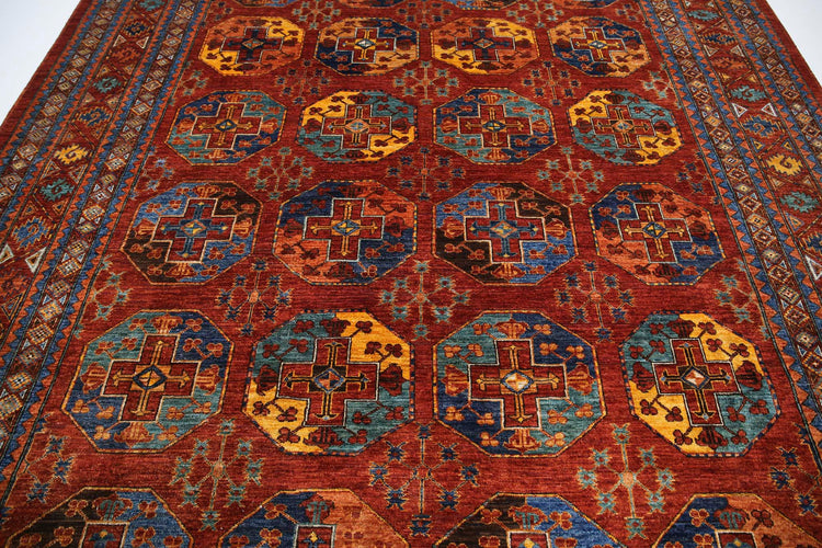 Tribal Hand Knotted Humna Humna Wool Rug of Size 9'9'' X 12'1'' in Red and Red Colors - Made in Afghanistan