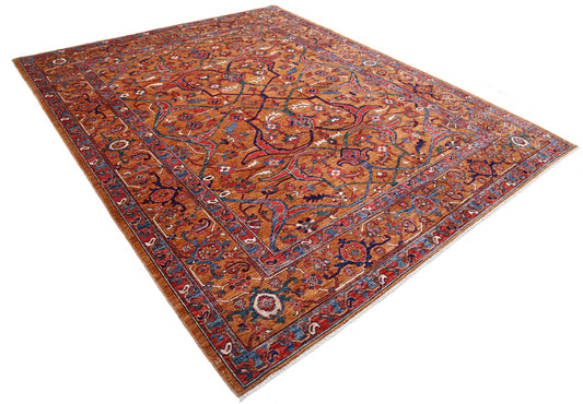Tribal Hand Knotted Humna Humna Wool Rug of Size 8'1'' X 9'10'' in Brown and Brown Colors - Made in Afghanistan