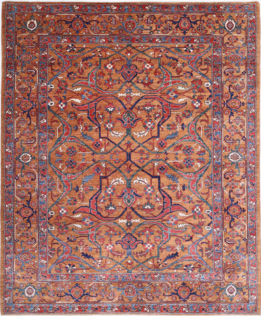 Tribal Hand Knotted Humna Humna Wool Rug of Size 8'1'' X 9'10'' in Brown and Brown Colors - Made in Afghanistan