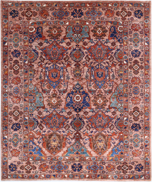 Tribal Hand Knotted Humna Humna Wool Rug of Size 8'2'' X 9'10'' in Brown and Brown Colors - Made in Afghanistan