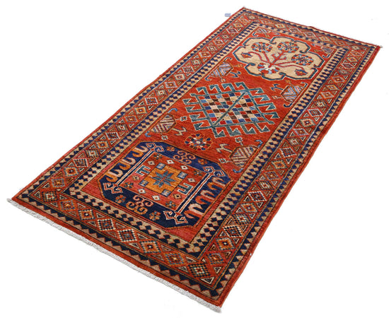 Tribal Hand Knotted Humna Humna Wool Rug of Size 2'9'' X 5'9'' in Red and Red Colors - Made in Afghanistan