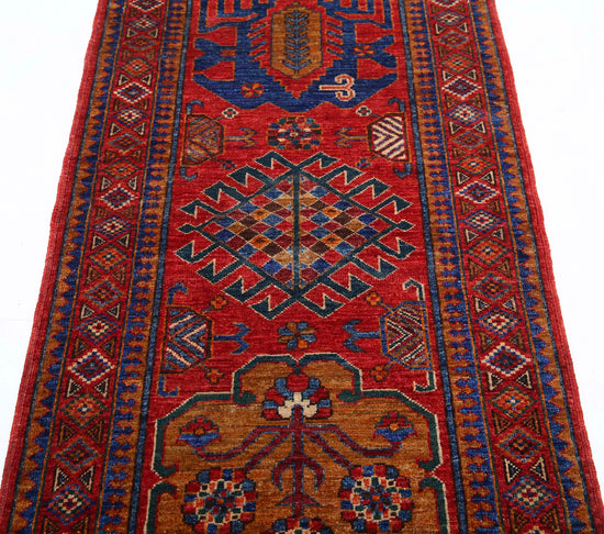 Tribal Hand Knotted Humna Humna Wool Rug of Size 2'8'' X 5'9'' in Red and Red Colors - Made in Afghanistan