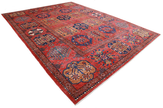 Tribal Hand Knotted Humna Humna Wool Rug of Size 8'6'' X 13'10'' in Red and Red Colors - Made in Afghanistan