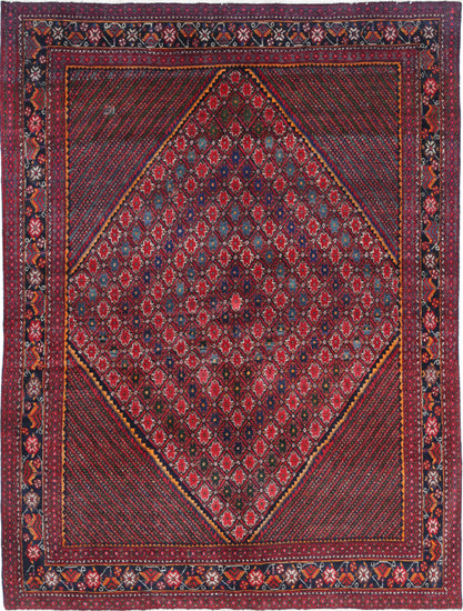 Persian Hand Knotted Josheghan Josheghan Wool Rug of Size 5'0'' X 6'7'' in Red and Blue Colors - Made in Iran