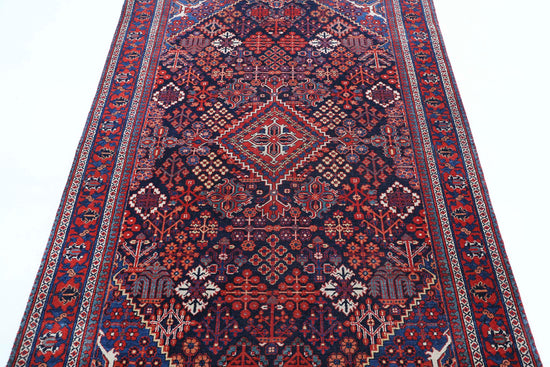 Persian Hand Knotted Josheghan Josheghan Wool Rug of Size 4'5'' X 6'8'' in Blue and Red Colors - Made in Iran