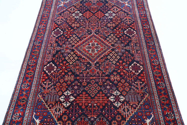 Persian Hand Knotted Josheghan Josheghan Wool Rug of Size 4'5'' X 6'8'' in Blue and Red Colors - Made in Iran