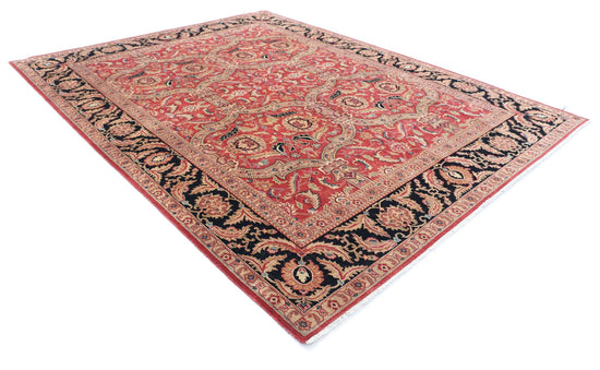 Persian Hand Knotted Kashan Kashan Wool Rug of Size 9'5'' X 12'5'' in Red and Black Colors - Made in Iran
