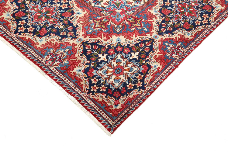 Persian Hand Knotted Kerman Kerman Wool Rug of Size 9'9'' X 12'9'' in Red and Blue Colors - Made in Iran