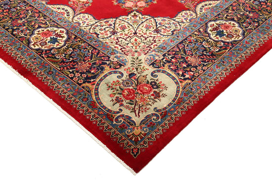 Persian Hand Knotted Kerman Kerman Wool Rug of Size 11'6'' X 17'5'' in Red and Blue Colors - Made in Iran