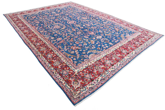 Persian Hand Knotted Kerman Kerman Wool Rug of Size 9'9'' X 13'5'' in Blue and Red Colors - Made in Iran