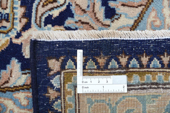 Persian Hand Knotted Kerman Kerman Wool Rug of Size 9'7'' X 13'6'' in Blue and Blue Colors - Made in Iran
