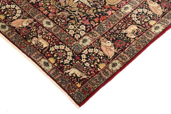 Persian Hand Knotted Kerman Laver Kerman Wool Rug of Size 4'10'' X 7'5'' in Black and Burgundy Colors - Made in Iran