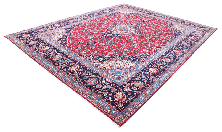 Persian Hand Knotted Mashad Mashad Wool Rug of Size 9'8'' X 12'6'' in Red and Black Colors - Made in Iran