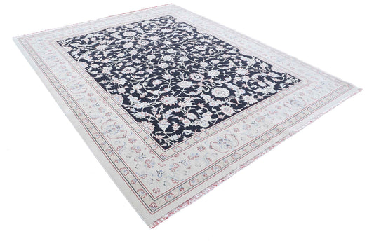 Transitional Power Loomed Vista MM Wool Rug of Size 7'11'' X 9'7'' in Black and Ivory Colors - Made in Turkey
