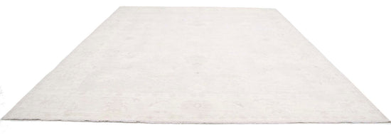 Traditional Hand Knotted Oushak Oushak Wool Rug of Size 11'9'' X 14'9'' in Grey and Ivory Colors - Made in Afghanistan