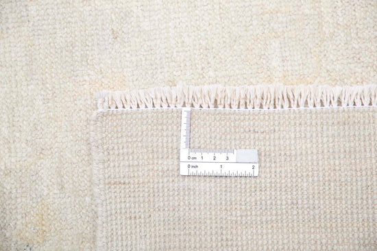 Traditional Hand Knotted Oushak Oushak Wool Rug of Size 8'8'' X 11'3'' in Ivory and Taupe Colors - Made in Afghanistan