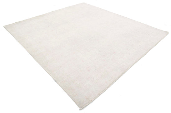 Traditional Hand Knotted Oushak Oushak Wool Rug of Size 8'1'' X 8'7'' in Beige and Grey Colors - Made in Afghanistan