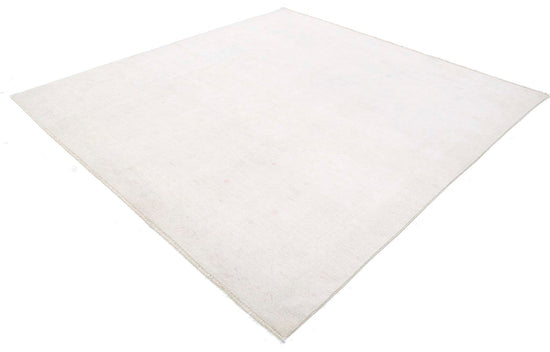 Traditional Hand Knotted Oushak Oushak Wool Rug of Size 8'1'' X 8'7'' in Beige and Grey Colors - Made in Afghanistan