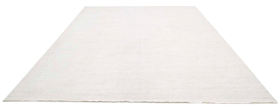 Traditional Hand Knotted Oushak Oushak Wool Rug of Size 10'2'' X 12'11'' in Ivory and Taupe Colors - Made in Afghanistan