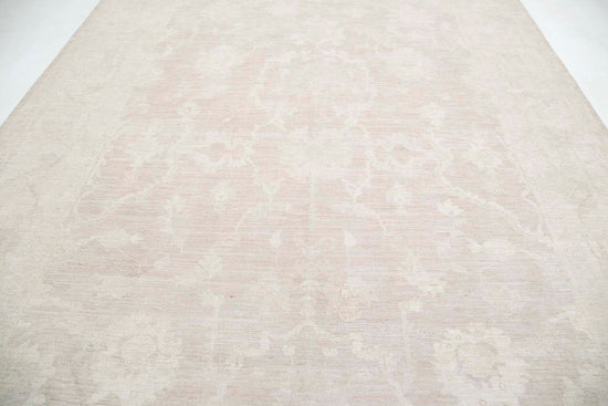 Traditional Hand Knotted Oushak Oushak Wool Rug of Size 9'11'' X 13'6'' in Taupe and Ivory Colors - Made in Afghanistan
