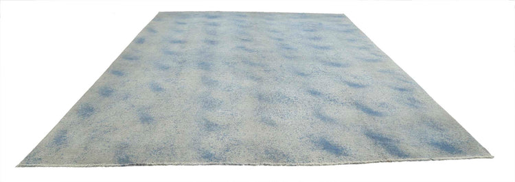 Transitional Hand Knotted Overdyed Oushak Wool Rug of Size 10'2'' X 13'6'' in Grey and Grey Colors - Made in Afghanistan