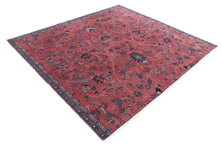 Persian Hand Knotted Sarouk Sarouk Wool Rug of Size 7'2'' X 6'6'' in Red and Red Colors - Made in Iran