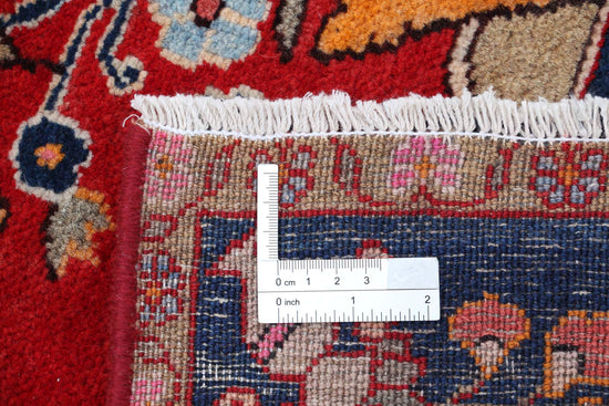 Persian Hand Knotted Sarouk Sarouk Wool Rug of Size 4'2'' X 6'2'' in Red and Blue Colors - Made in Iran