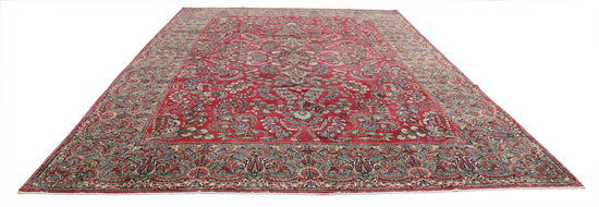 Persian Hand Knotted Sarouk Sarouk Wool Rug of Size 9'11'' X 14'3'' in Red and Multi Colors - Made in Iran