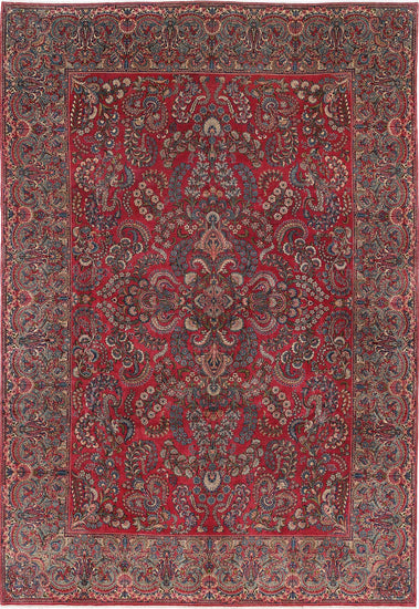 Persian Hand Knotted Sarouk Sarouk Wool Rug of Size 9'11'' X 14'3'' in Red and Multi Colors - Made in Iran