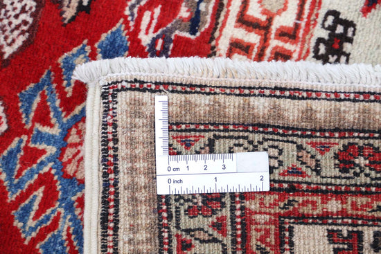 Tribal Hand Knotted Shirvan Shirvan Wool Rug of Size 4'5'' X 6'3'' in Red and Ivory Colors - Made in Russia