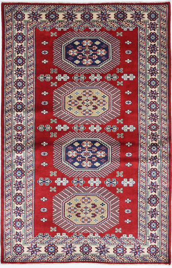 Tribal Hand Knotted Shirvan Shirvan Wool Rug of Size 3'1'' X 5'0'' in Red and Ivory Colors - Made in Afghanistan