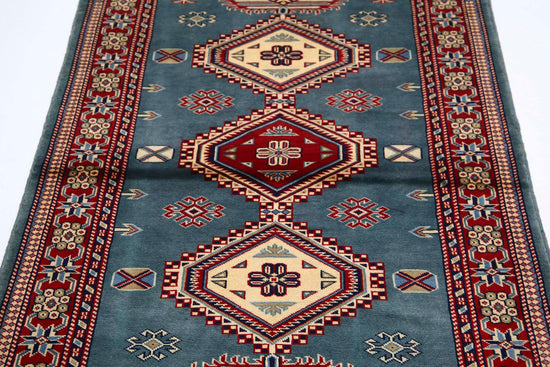 Tribal Hand Knotted Shirvan Shirvan Wool Rug of Size 3'2'' X 4'11'' in Grey and Red Colors - Made in Afghanistan