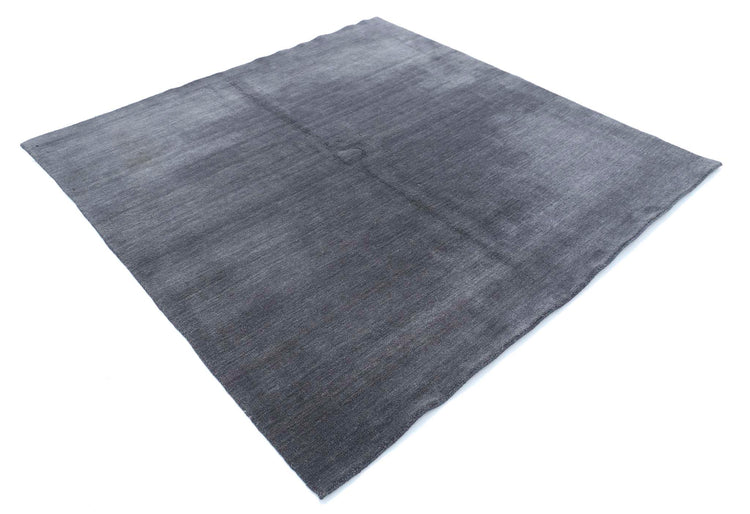 Modern Hand Made Texture Solid Wool Rug of Size 6'6'' X 6'6'' in Charcoal and Charcoal Colors - Made in India