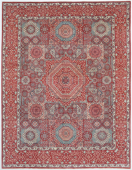 Traditional Hand Knotted Mamluk Tabriz Wool Rug of Size 8'0'' X 10'3'' in Red and Ivory Colors - Made in Afghanistan