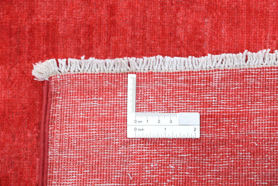 Transitional Hand Knotted Overdyed Tabriz Wool Rug of Size 4'8'' X 6'6'' in Red and  Colors - Made in Afghanistan