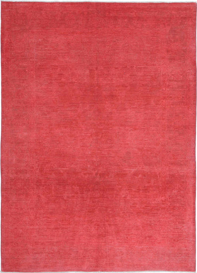 Transitional Hand Knotted Overdyed Tabriz Wool Rug of Size 4'8'' X 6'6'' in Red and  Colors - Made in Afghanistan