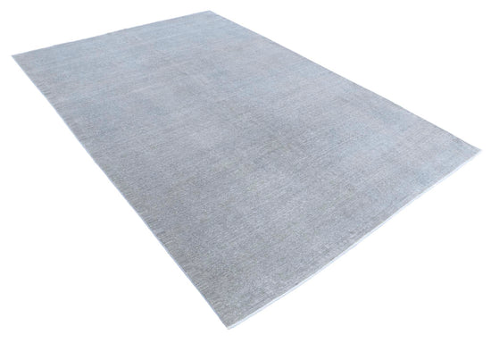 Transitional Hand Knotted Overdyed Tabriz Wool Rug of Size 6'0'' X 8'11'' in Grey and  Colors - Made in Afghanistan