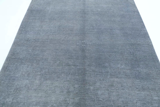 Transitional Hand Knotted Overdyed Tabriz Wool Rug of Size 6'0'' X 7'10'' in Grey and Grey Colors - Made in Afghanistan