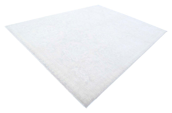 Traditional Hand Knotted Serenity Tabriz Wool Rug of Size 9'0'' X 11'5'' in Grey and Ivory Colors - Made in Afghanistan